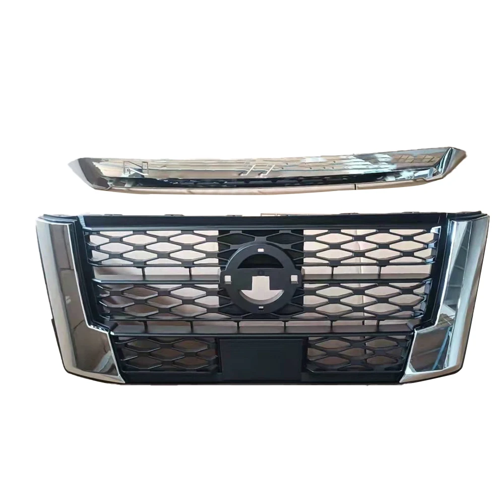 For NP300 Front Grill For Navara NP300 Pro-4X 2021 2022 Racing Grills Front Bumper Grille Grilles Cover Grill Mesh With Lights