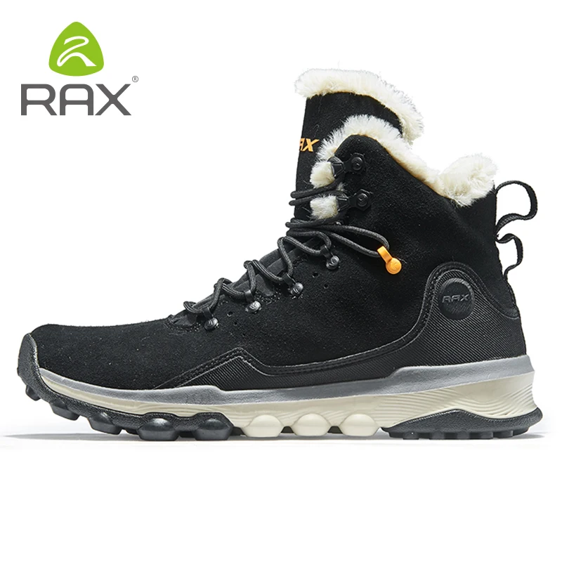 RAX Men\'s Hiking Shoes Latest Snowboot Anti-slip Boot Plush Lining Mid-high Classic Style Hiking Boots for Professional Men