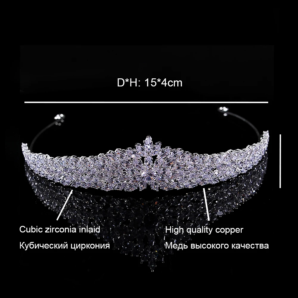 YCDZSWWL Simple Fashion Full Zircon Crowns Wedding Hair Accessories Bride Diadem Shining Headpieces for Birthday, Party