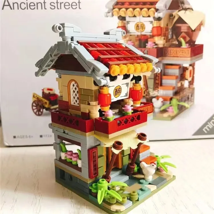 LOZ Blocks Mini Street Store Chinese Style Building Bricks Bar Food Shop Assembly Toys For Children Christmas Gifts Girls 1722