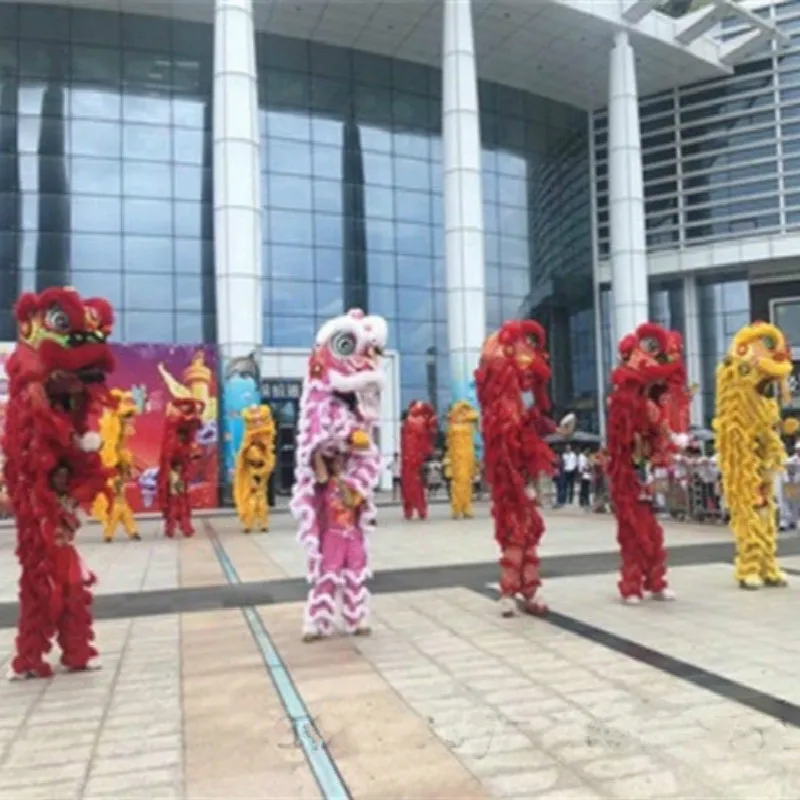 Lion Dance Mascot Costume Wool Chinese Folk Art Performance Southern Fursuit Lion Two Adults Cosplay Party Game Ad Exhibition