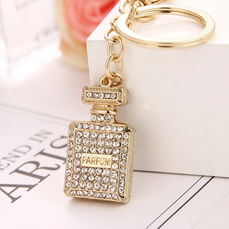 2021 spring fashion new metal rhinestone crystal gem perfume bag wallet keychain birthday party gift