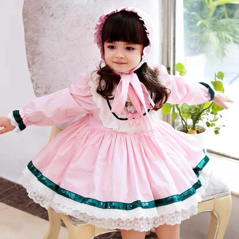 2020 Tutu Autumn Children\'s Clothing Baby Girl Dress Long Sleeve Lace Cotton  Spain Style Party for Kids Princess Ball Gown