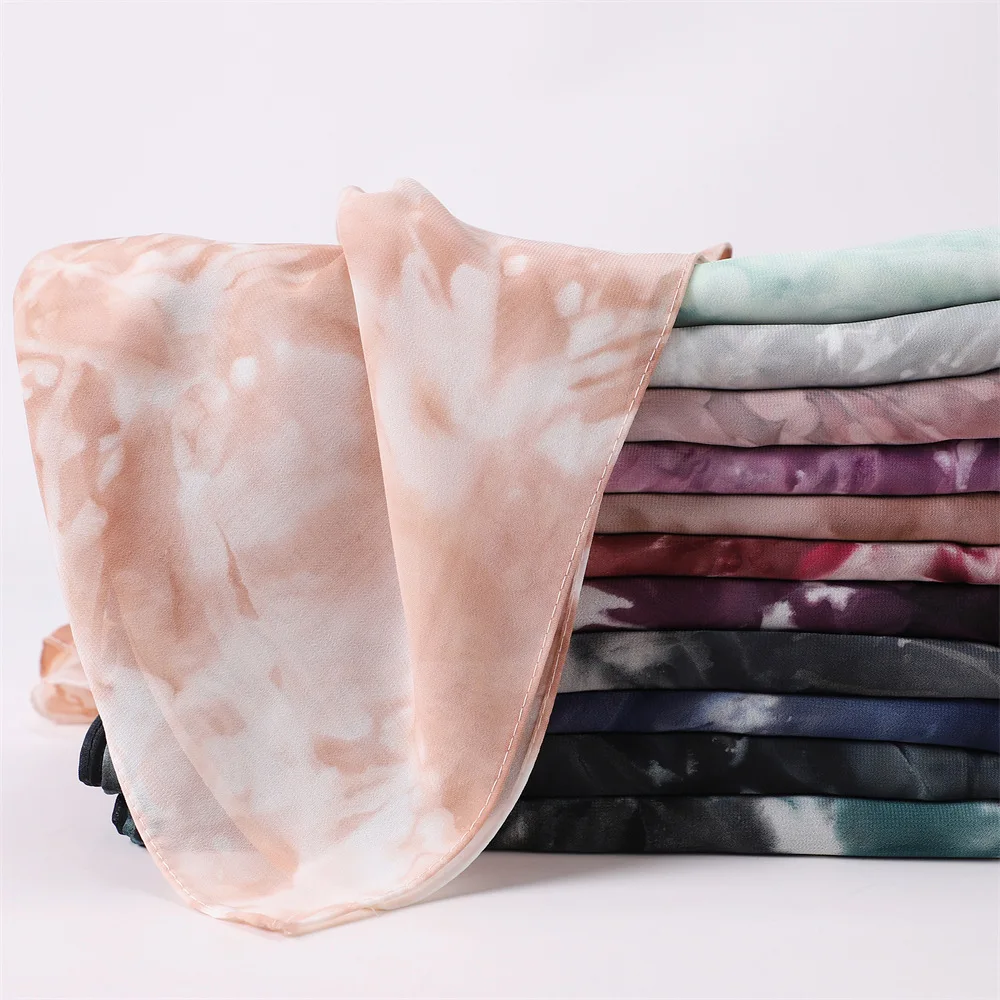 Long Chiffon Light Wedding Scarf Tie Dye Gradient Color Soft Party Shawl Fall Winter Head Wrap For Women Fashion Stoles