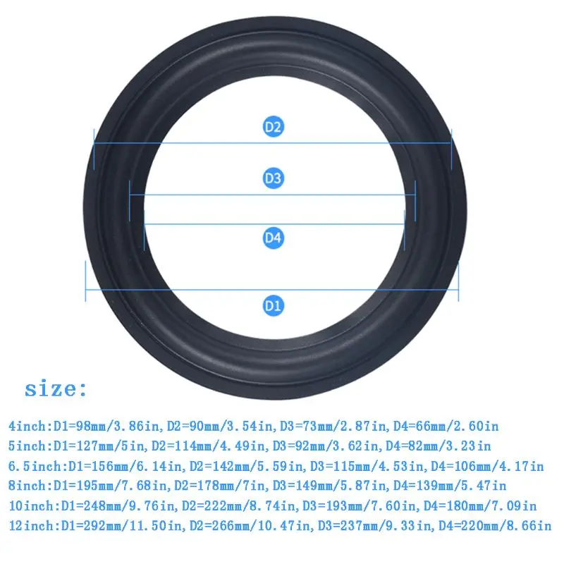 Foam Rings Rubber Speaker Speaker Repair Parts Speaker Surround Repair Foam Woofer 4/5 /6.5/8/10 inches