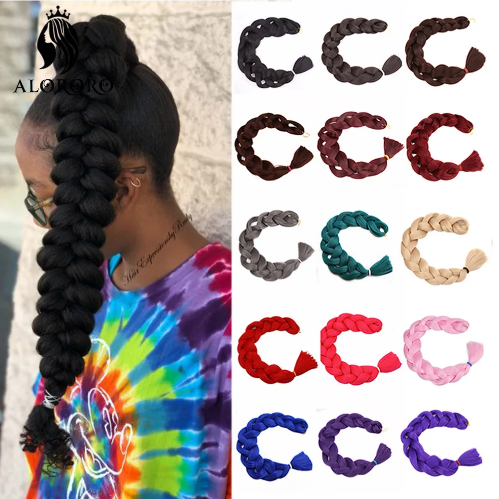 82 Inch 165g Braiding Hair Synthetic Hair Extensions One Piece Crochet Braids Pure Color Box Twist Hair for Braids Wholesale