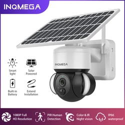 INQMEGA-cámara Solar de seguridad para exteriores, dispositivo de videovigilancia desmontable, inalámbrico, 4G, SIM/WIFI, con Fooldlight