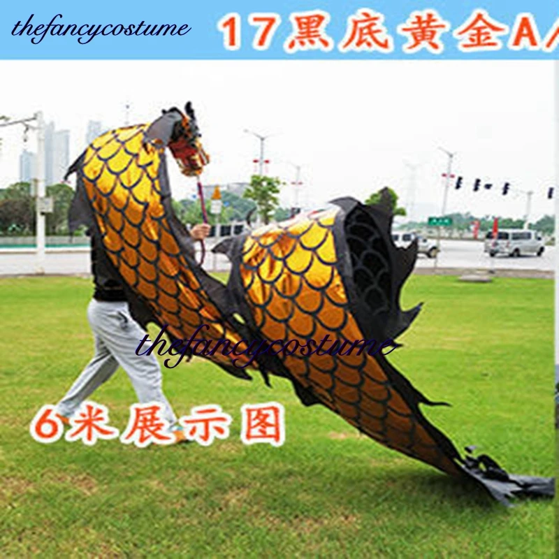 6M Dragon Dance Golden Ribbon Costume della mascotte per bambino adulto Cartoon Square Performance puntelli Outfit Dress Party Carnival