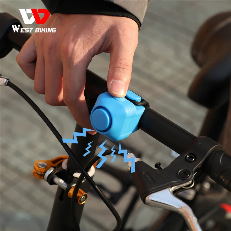 WEST BIKING Electric Bike Bell 130dB Horn Rainproof MTB Road Bicycle Handlebar Ring Silica Gel Shell Bell Cycling Accessories