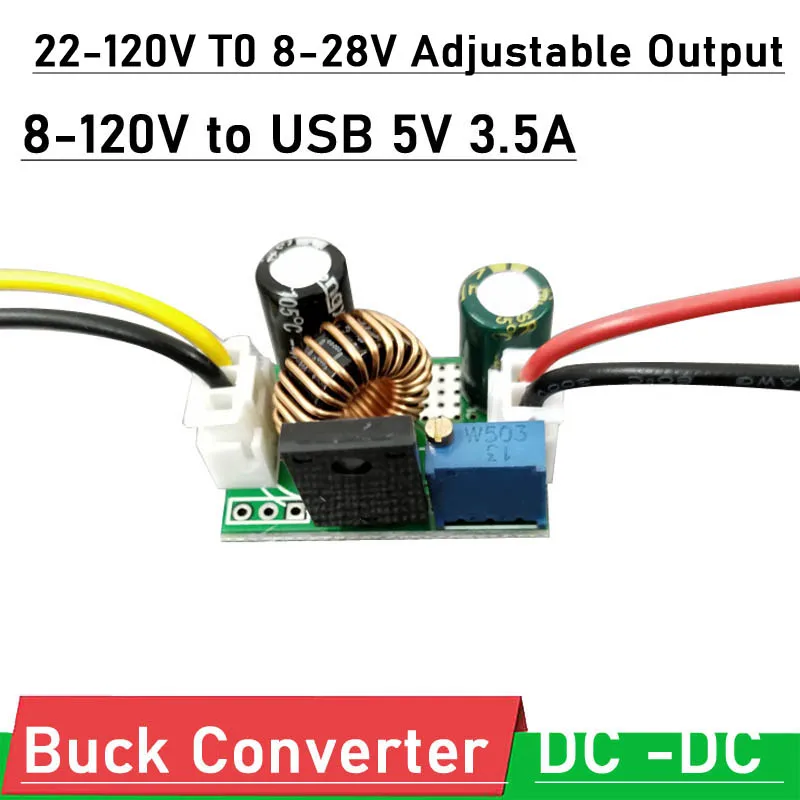 DC-DC Buck Converter 8V-120V 96V 84V 72V 60V 48V 36V to 5V 9V 12v 15V 19V 24V Voltage Regulated USB Power Charging CAR Battery