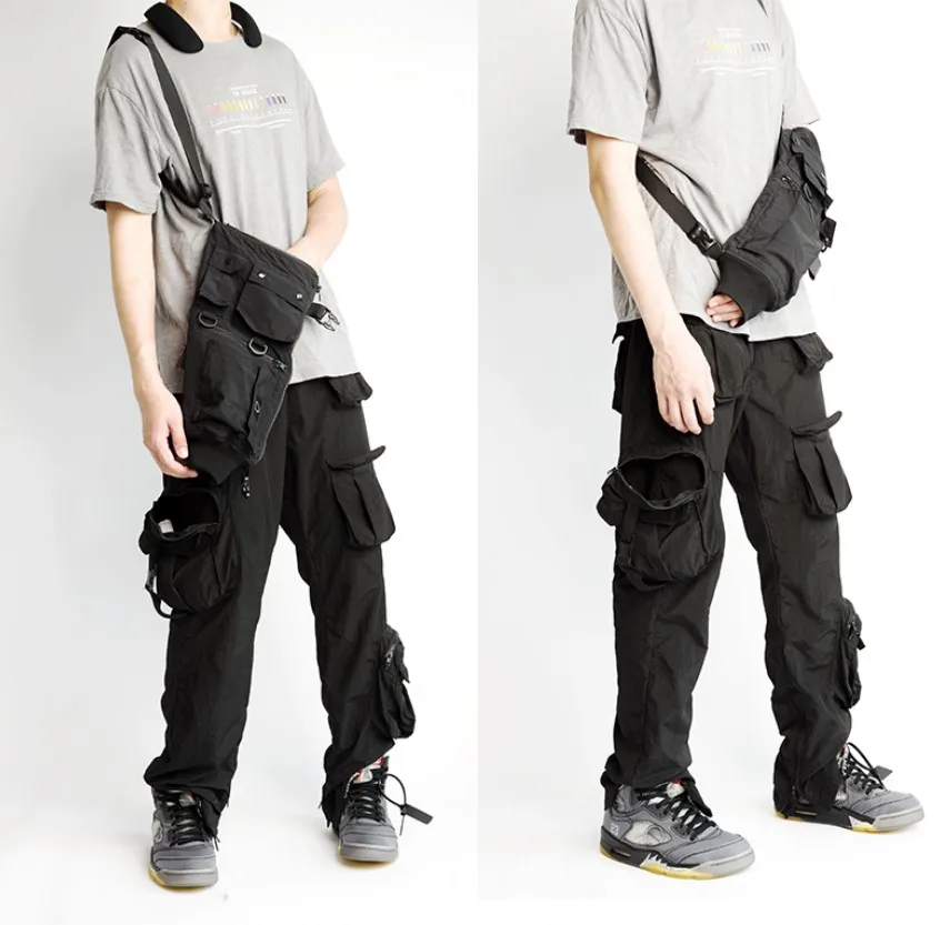 versatile arm bag Multiple pockets shoulder bag kanye west Travis Scott  Functional deconstruction barcer bag sleeve bag