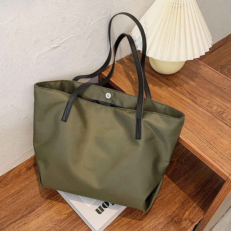 Women Bag Oxford Tote Bag Fashion Solid Zipper Soft High-capacity Shoulder Bag Handbag Simple Euro-America Style Shopping Bag