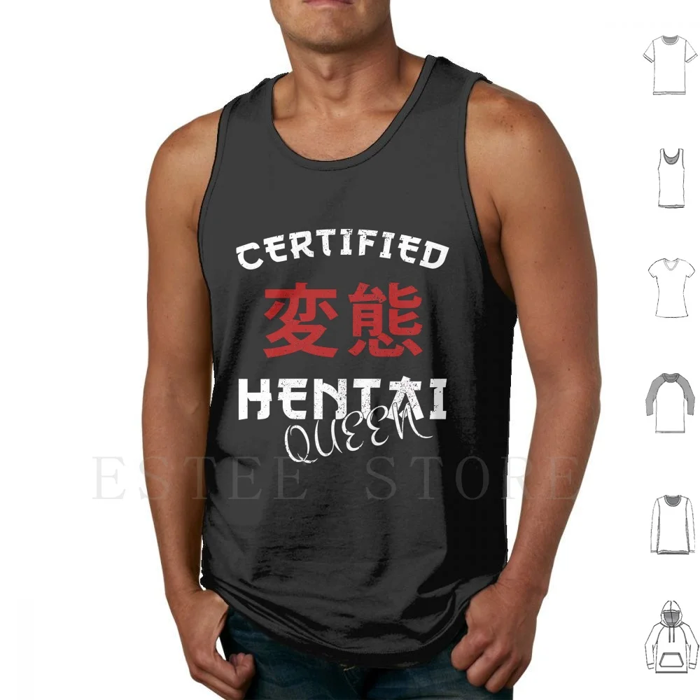 Hentai Gift Ecchi Anime Design Tank Tops Vest Sleeveless Hentai Queen King Anime Manga Ecchi Lewd Weeb Weeaboo