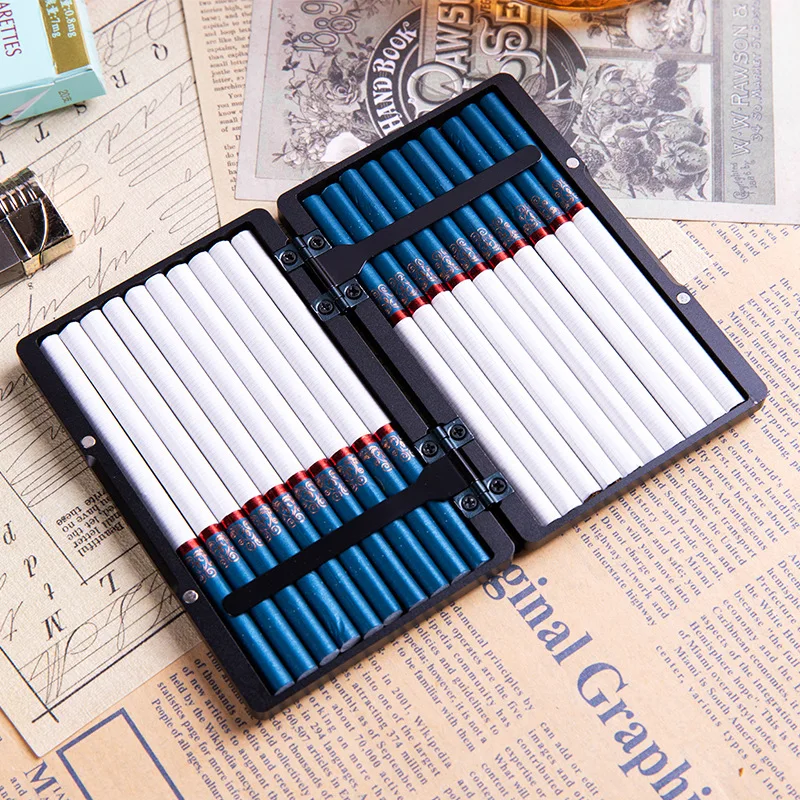 20 Cigarettes 5.2mm Diameter Ladies Fine Cigarette Case Box Long Aluminum Automatic Bullet Cover Portable Thin Cigarette