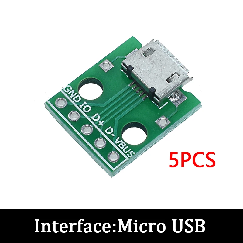 USB Male Connector / MINI MICRO USB to DIP Adapter female connector 2.54 Connector B Type-C USB2.0 3.0 Female PCB Converter