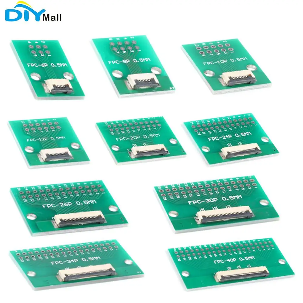10ชิ้น/ล็อต34P FPC FFCสายแบนแบบยืดหยุ่นอะแดปเตอร์0.5มม.1มม.ถึงDIP 2.54Mm