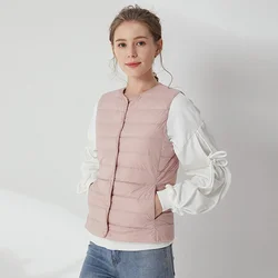 Chaqueta de plumón de estilo corto para mujer, forro interior ligero y fino, cálido, moda coreana, otoño e invierno, 2023