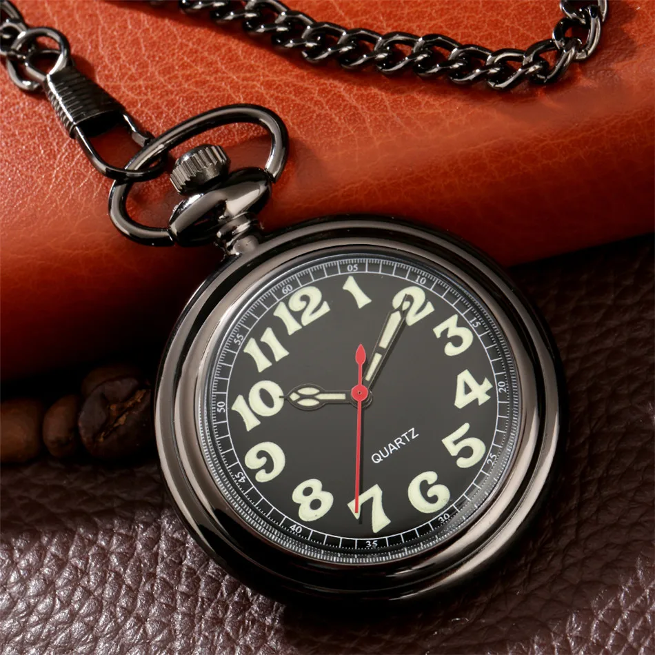 Leuchtende arabische Ziffern Quarz Taschenuhr exquisite Anhänger Taschenuhr Retro Uhr Geschenke Männer Frauen Taschen kette