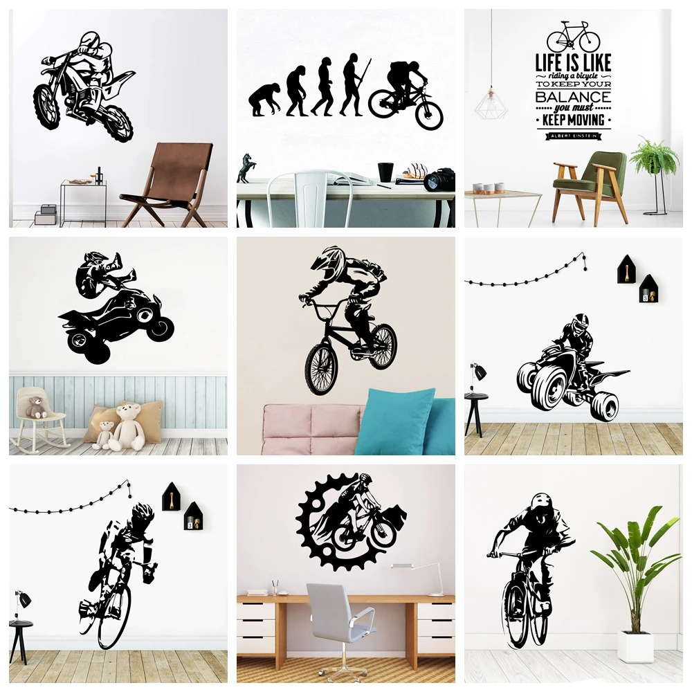 vantage Sport Bike Boy Wall Sticker Removable Wall Stickers Diy Wallpaper Bedroom Decor Boys Girls Decal Mural