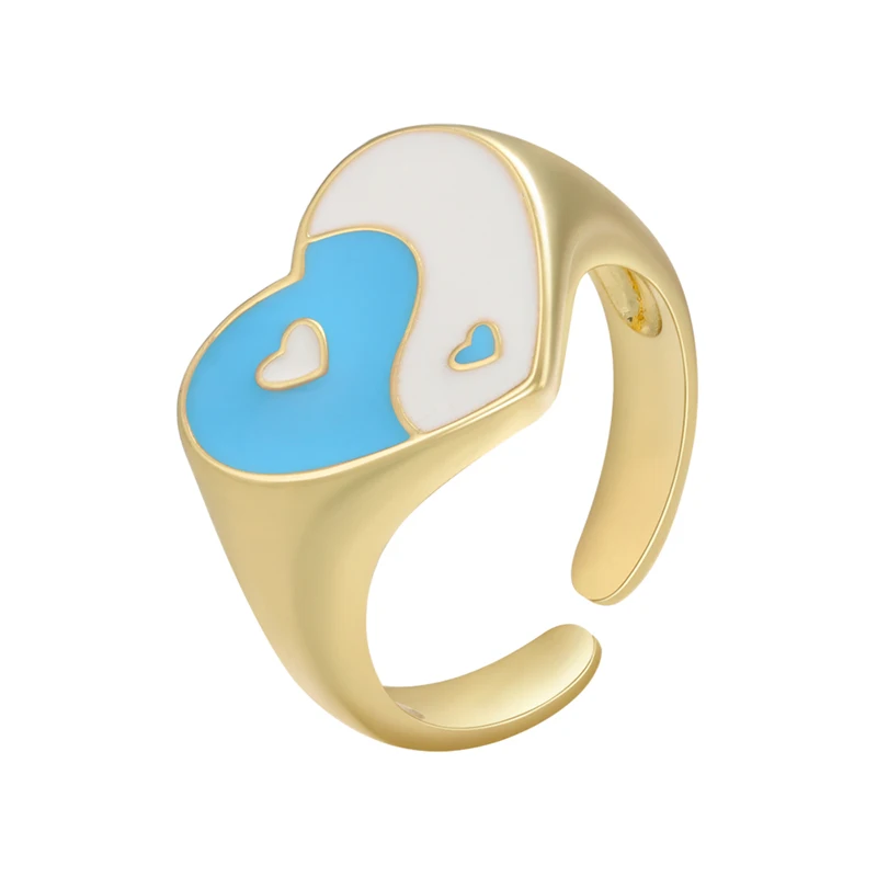 ZHUKOU heart Yin and Yang Rings Taoist Bagua Yin Yang Tai Chi Men's Ring Dripping oil Enamel chinese style rings wholesale VJ292