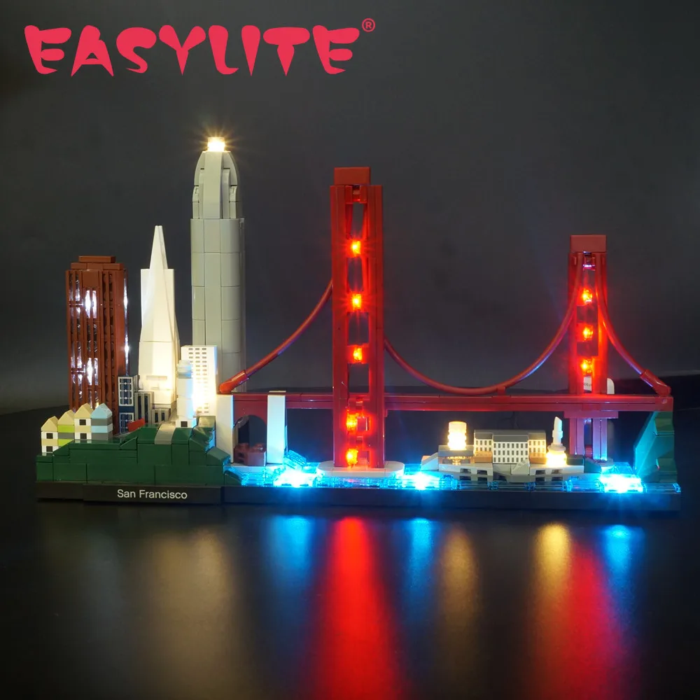 Easylite-LEDライトセット,21043アーキテクチャ用,san電源,おもちゃ,ビルディングブロック,レンガ,照明キットのみ,モデルは含まれていません