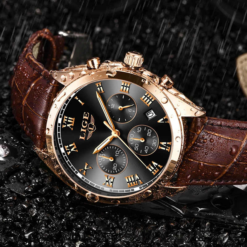 Mens Watches LIGE Top Brand Luxury Men\'s Fashion Business Waterproof Quartz Watch For Men Casual Leather Watch Relogio Masculino