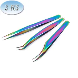 3 PCS False eyelashes Tweezers for eyebrows nail clip cilia soldering lash Fan sticker eyelash extension makeup tools supplies