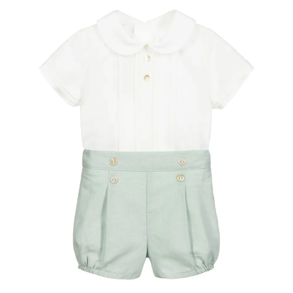 Boys Outfits Spanish Toddler Boys Baby Light Green Cotton Dress Newborn Infant Clothes