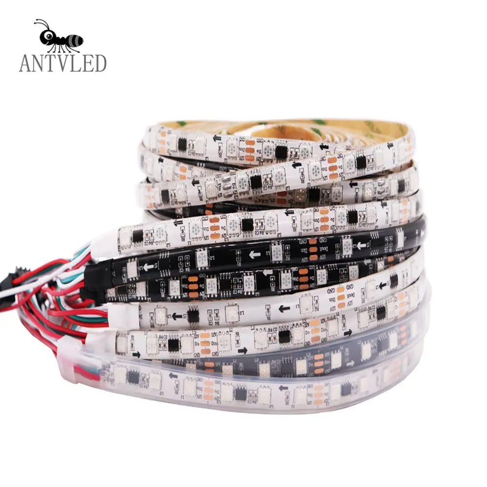 DC12V 1m 2m 3m 4m 5m WS2811 5050SMD RGB Led Strip Addressable Waterproof 60Leds/M Led Pixels External 1 Ic Control 3 Leds