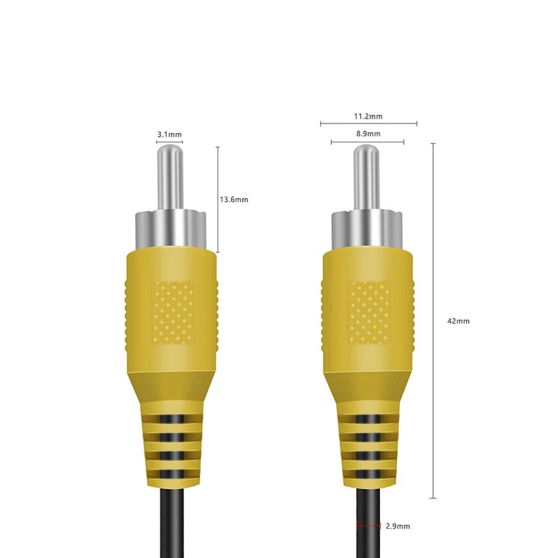 1pcs 1 RCA Male to 1 RCA Male  Video Cord(Yellow to yellow)