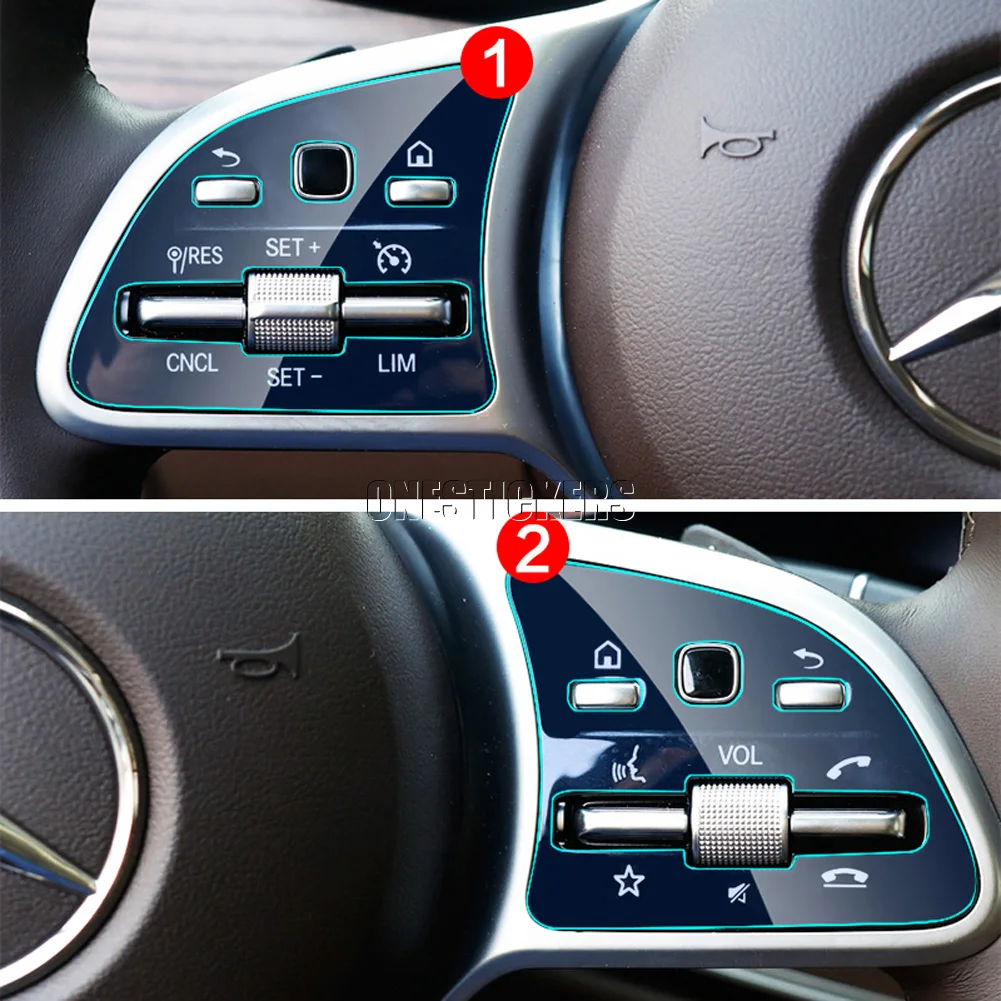 For Mercedes Benz A B C E S G CLA GLE GLC CLS GLS Class W177 W247 W205 W213 C118 W167 Car Steering Wheel Button Protector Film