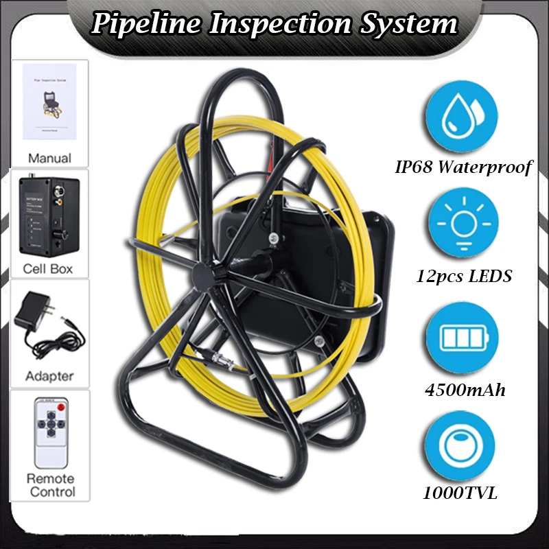 

HD 9inch LCD Display 23mm Len 20m Cable CCTV Endoscope Pipeline Inspection System With 12V4500MA Lithium Battery And Sun-visor