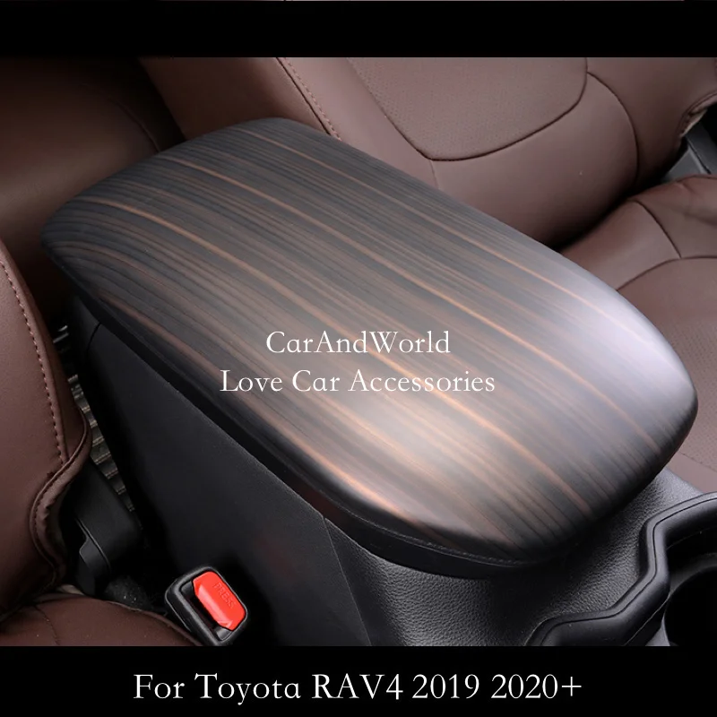 Auto Armrest Panel Cover Interior Moulding Central Storage Frame Box Top Trim For Toyota RAV4 2019-2025 ABS Chrome Car Accessory