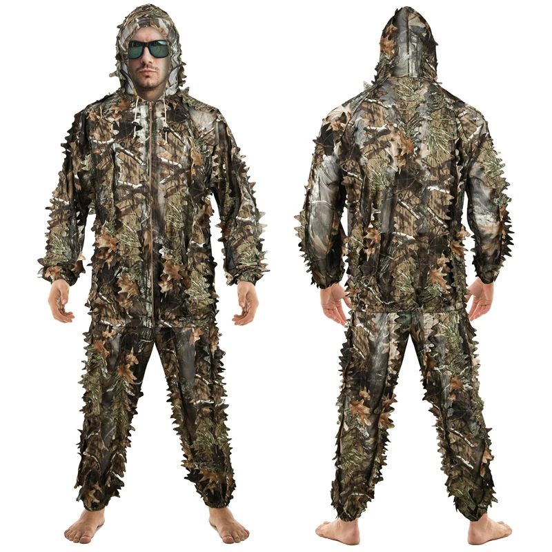 Maple leaf Hunting Ghillie Suits Clothing Hooded Breathable Paintball Gear Shooting Clothes set Tactical Outfit Equipment