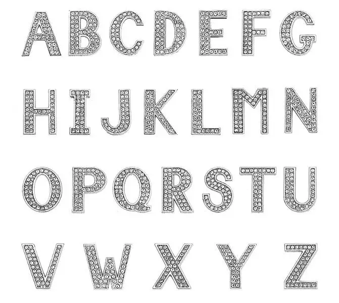 1PC Hole 30MM Slide Letter A-Z English Alphabet Bling Rhinestones Slide Charms Fit For DIY Bracelet Wristband Keychains