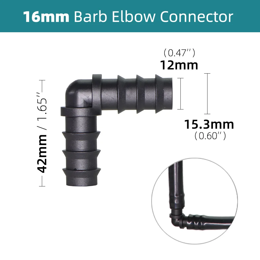 10 szt. Plastikowy łącznik ogrodowy do podlewania 16mm 90 stopni kolczasty do mikro kapiącego nawadniania 1/2 \