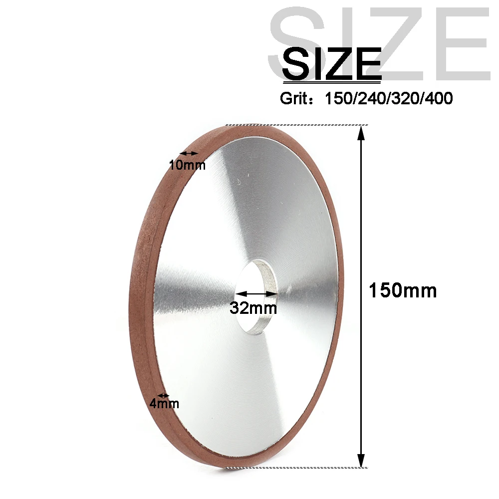 150mm x 10mm Parallel Diamond Grinding Wheel Circle Tungsten Steel Milling Cutter Rotating Tool 150-400# Polishing Accessories