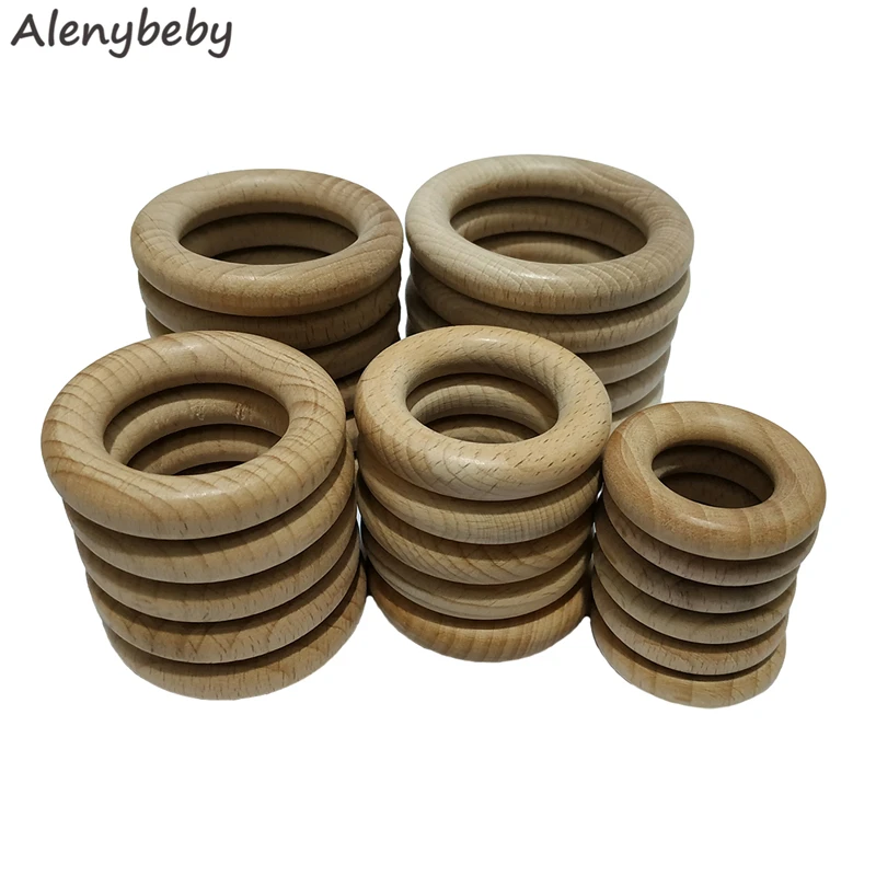 

5pcs Nature Beech Wooden Ring Teether 40-70mm Wood circle Baby Infants Teething Round Ring Care Product DIY Wooden Teethers