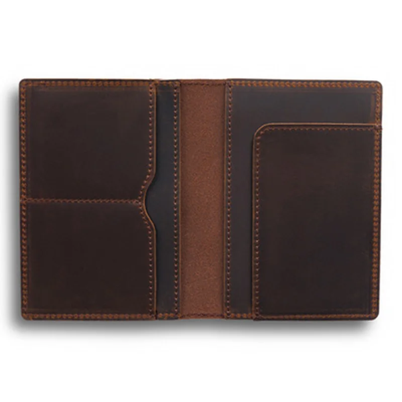 Funda de cuero genuino Vintage para pasaporte para hombre, billetera de viaje, organizador de documentos, fundas de cuero de vaca hechas a mano para