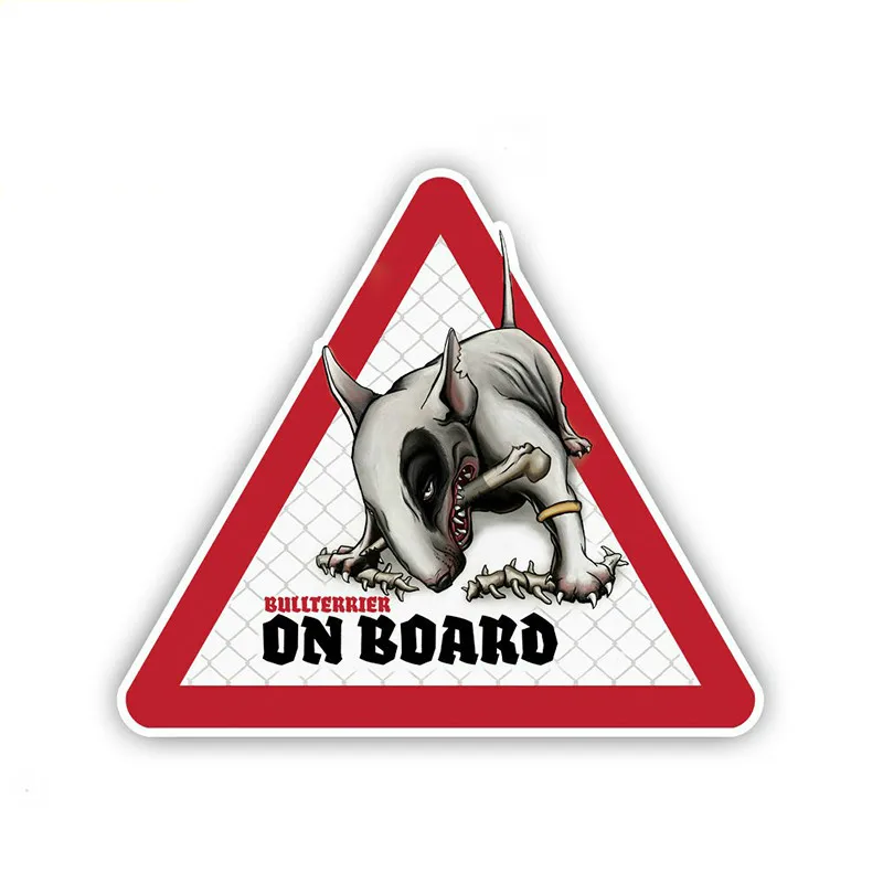 

Warning Sign Car Stickers Bullterrier on Board Vinyl Decals Humorous Pet Dog Automobiles Accessories KK 12cm*10.5cm