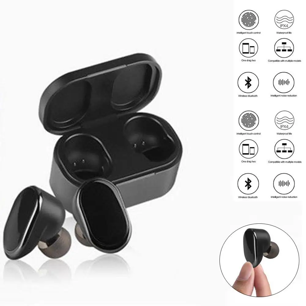 Wireless Mini Earbuds Stereo Double Earphones Earpieces with Microphone Charging Box for Cell Phones Bluetooth-compatible