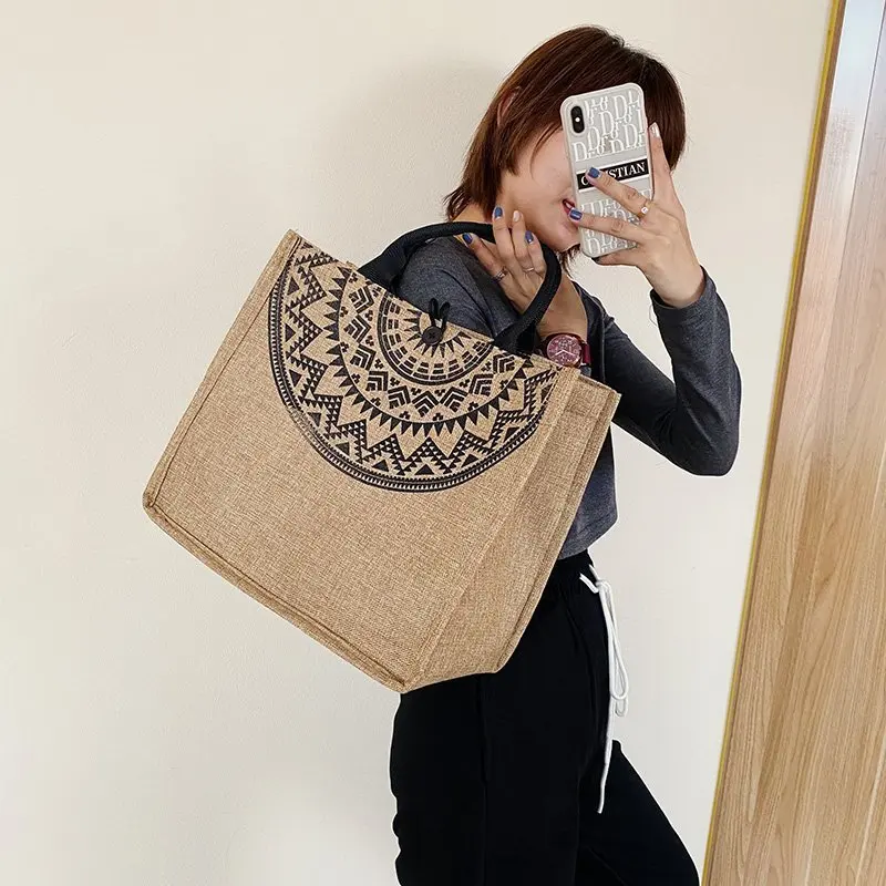 Canvas Handbags For Women Fashion Tote Beach Bags Reusable Shopping Bags Casual Large Capacity Designer Shoulder Pouch Bags