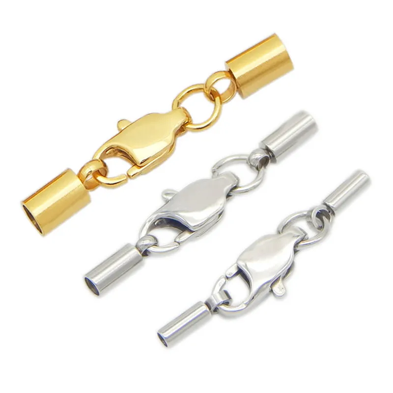 5pcs/lot High Quality Lobster Clasp Stainless Steel ClaspsTone Buckle Leather Cord Lock for DIY Leather Bracelet Jewelry Making