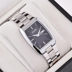 Men's ultra-thin double calendar rectangular watch waterproof luminous fashion quartz watch business men's Watch