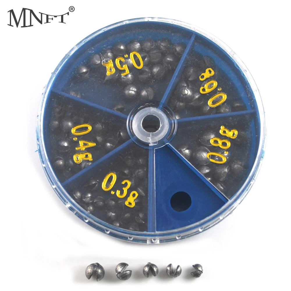 MNFT 80Pcs Boxed 0.3g to 0.8g Carp Fishing Solid Round Shaped Fishing Lead Sinkers Fishing Lure Accessories