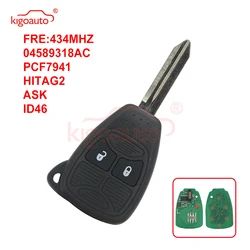 Kigoauto-Remoto cabeça Key Fob, 2 Botão, 434Mhz, 04589318AC, Jeep Chrysler 300C Voyager, Dodge Caliber, Nitro