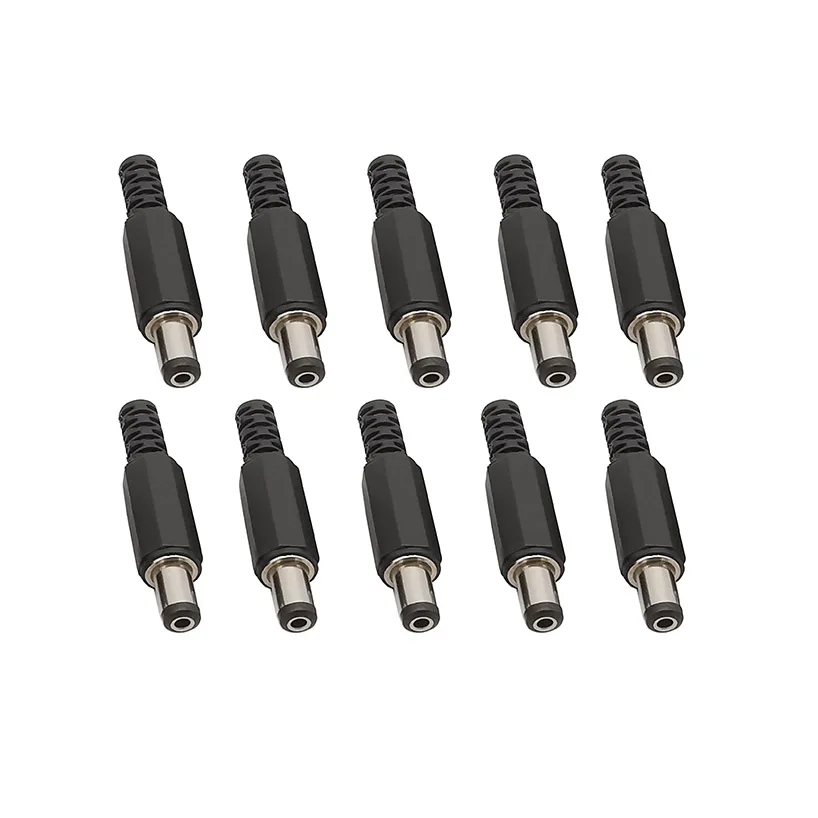 5/10Pcs 5.5X2.1 MM DC Power wtyk męski spawanie 5.5*2.1mm wtyczka Adapter gniazda Jack złącze czarny