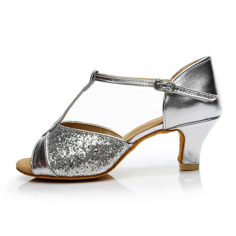 DIPLIP new Latin dance shoes woman Soft bottom Ballroom dance shoes girl Salsa Fish mouth glitter High heel
