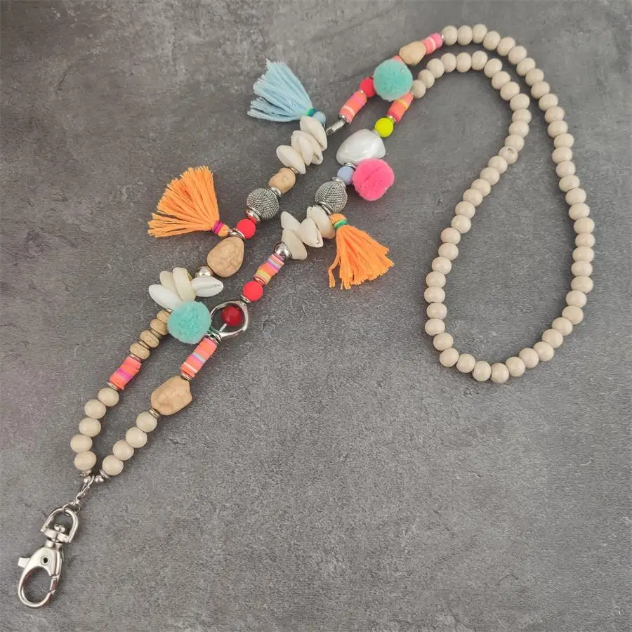 Boho Phone ID Card Badge Holders DIY Fashion Lanyard Keychains Jewelry Accessory for summer beach necklace