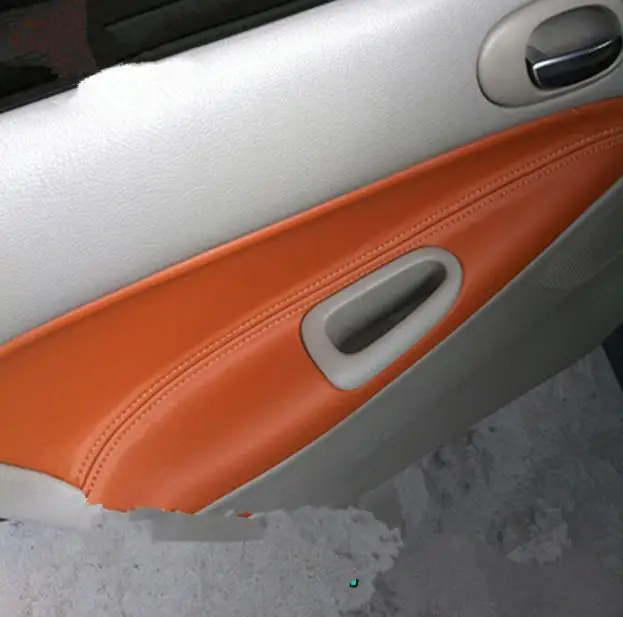 4PCS/SET  Microfiber Front / Rear Door Panels Armrest Leather Cover Protective Trim For  Peugeot 206  For  Citroen C2